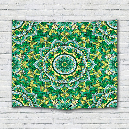Bohemian Tapestry Mandala Wall Hanging Indian Hippie Boho Psychedelic Tapestry for Livingroom Bedroom Home Dorm Decor Yellow and