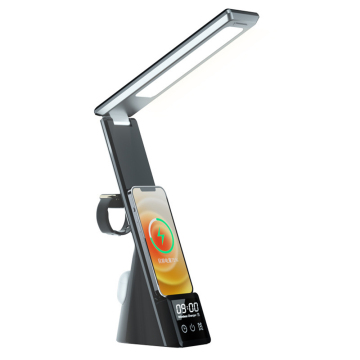 3-in-1 Touch Control Eye-Caring Table Lamp with Smart Alarm and Wireless Charger
