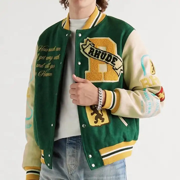 Giacca da baseball da uomo varsity verde