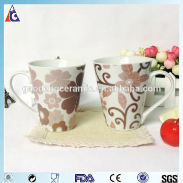 Classic white porcelain cup with V shape