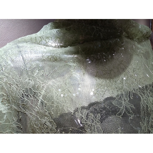 NYLON CHANTILLY LACE SEQUINS PD FOR HIGH QUALITY WOMEN' DRESS FABRIC
