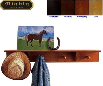 Wooden Honey Coat Rack Wood Wall Shelf With Pegs