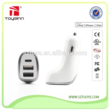 USB Type-C In-car Charger, Portable In-car Charger,USB C and QC 3.0 car charger