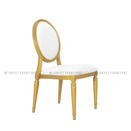 Luxury White and Gold Aluminum Louis Chair for Wedding Banquet Dining