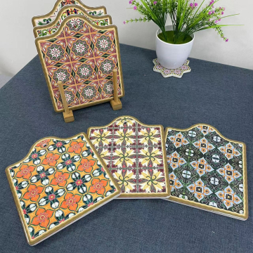 Kişiselleştirilmiş özel baskı emici yuvarlak seramik trivet
