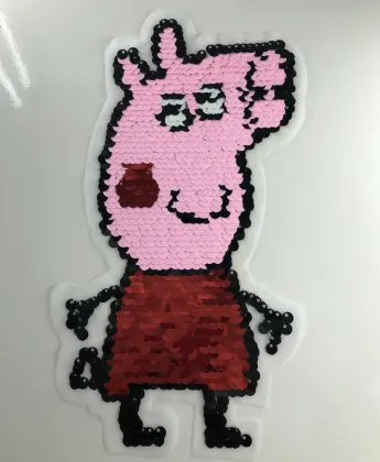Cartoon Pink Peppa Pig Sequins Patches