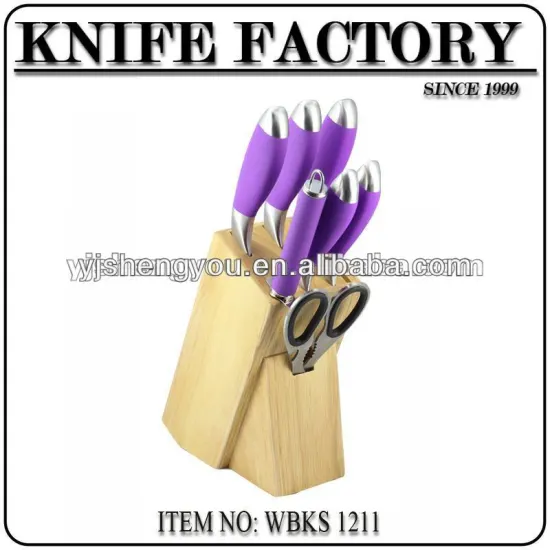 knife set with wooden knife block