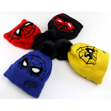 Spiderman knitted hat for winter kids