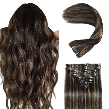 Balayage Natural أسود مختلط الكستناء مشبك مشبك