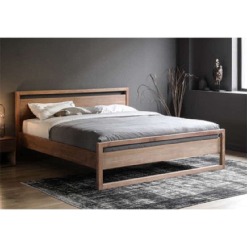 Cama con somier 120x190 roble natural Nuamo