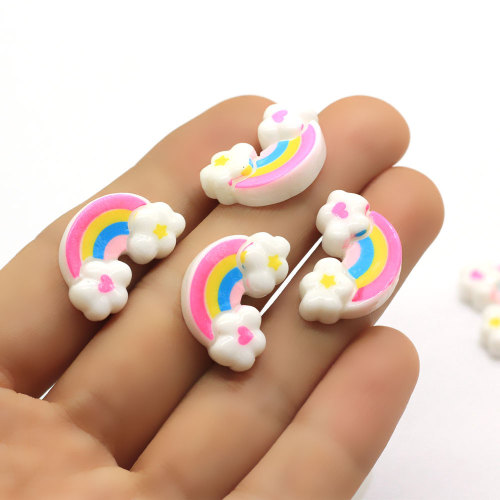 100 sztuk / partia 15 * 23 MM żywica miniaturowa tęczowa chmura Craft Flatback domek dla lalek Rainbow Cloud Cabochons Slime Charms dostawca