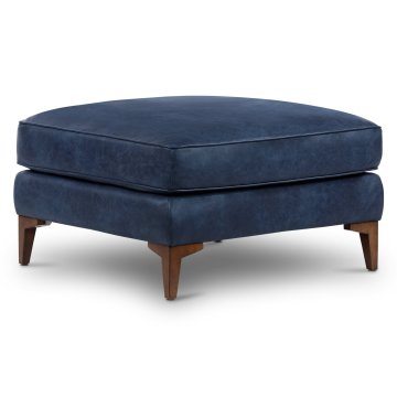 Mid-Century Style Leather Upholstered Oversized Square Ottoman for Living Room Decor