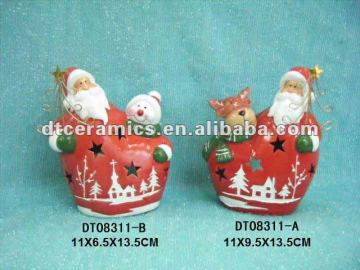 Ceramic santa candle holder