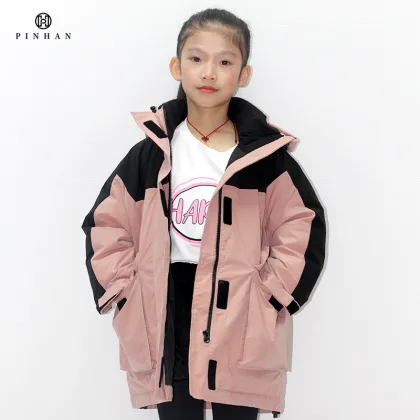 Kids Mid-Length Down Jackets - Girls' Thicken Hooded Coats for Autumn & Winter