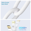 8K weißes DisplayPort-Kabel