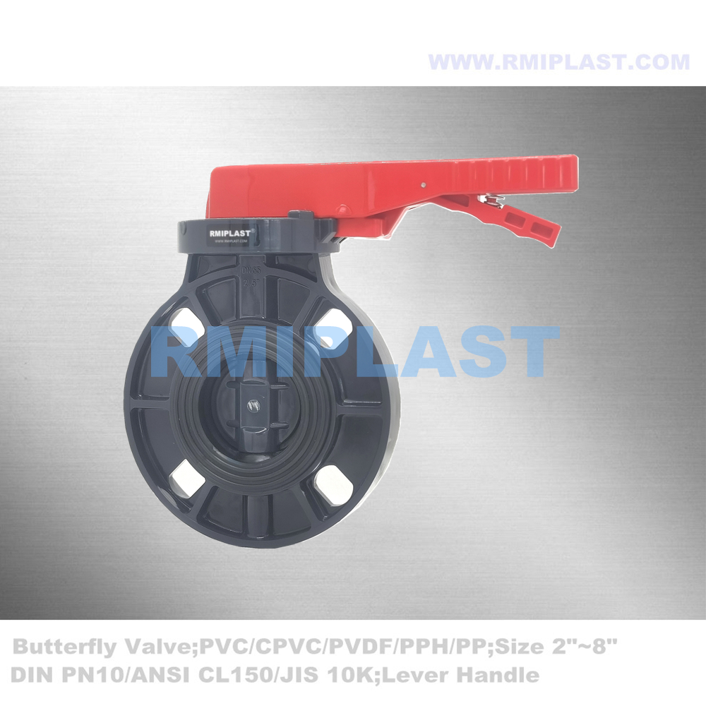 Válvula de mariposa de agua DN65 PVC PN10/JIS10K/DIN2501/ANSI