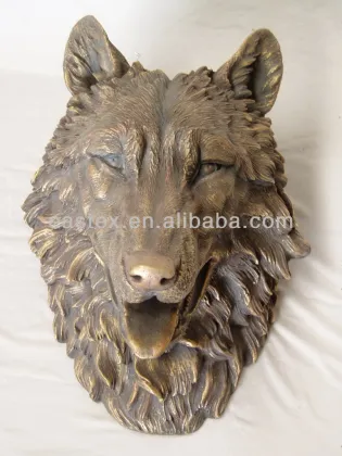 Home decor wall hanging fiberglass wolf head statues