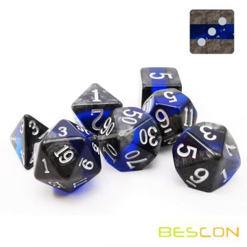 Bescon Mineral Rocks GEM VINES Juego de dados poliédrico D&amp;D de 7, juego de rol RPG Juego de dados 7pcs Juego de SAPPHIRE