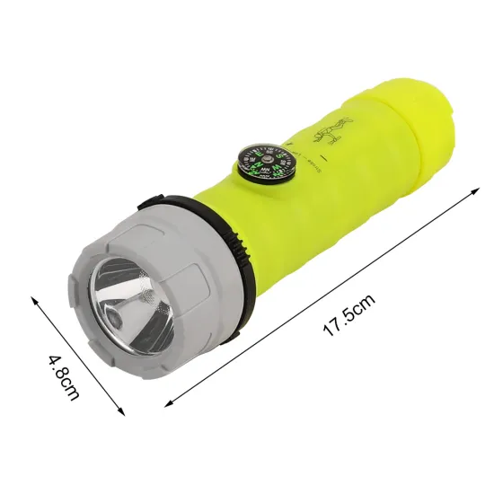 IP68 Waterproof 3xAA Battery Diving Flashlight with Compass
