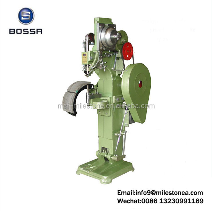 Foot operated brake shoe brake lining rivet machine