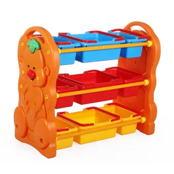 Children's Toy Plastic Storage Cabinet and Bookshelf Combo