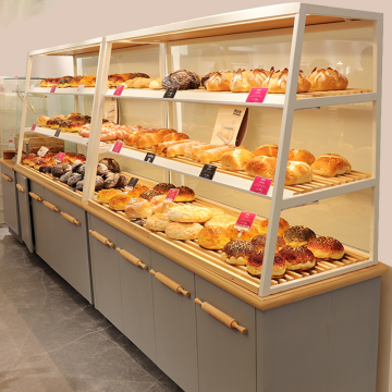 Three-Tier Wall-Mounted Display Cabinet for Bakery Racks