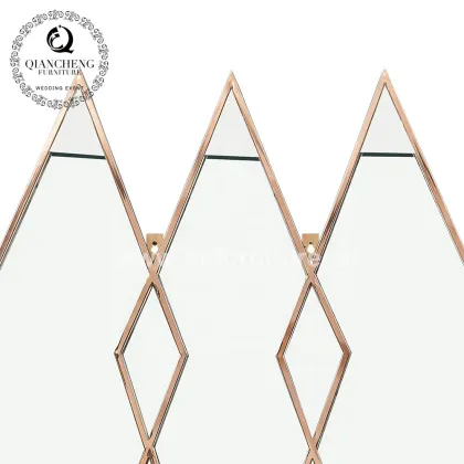 Diamond Shape Golden Stainless Steel Frame Mirror for Home Decoration