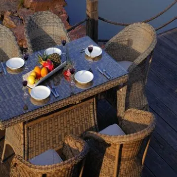 Rattan Table Set with 3mm 2 Tone Chocolate Wicker, Chair Measures 62 x 68 x 78cm
