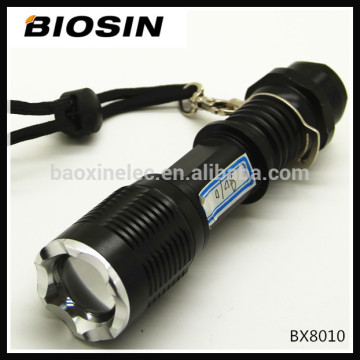 2014 most powerful cree T6 led strong light aluminum flashlight with telescopic zoom