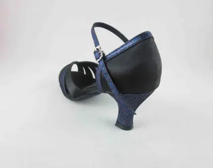 Black satin salsa dancing shoes womens