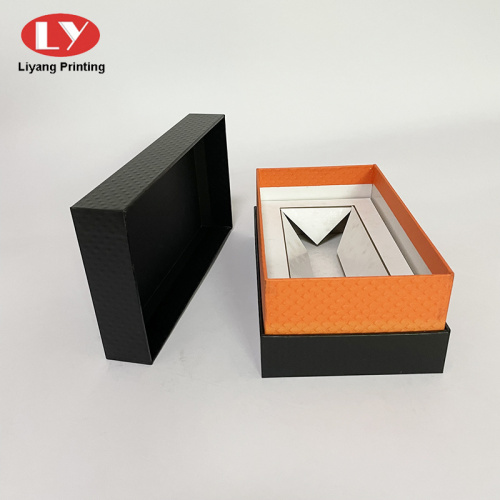 Luxury Leatherette Cardboard Bottle Packaging Black Gift Box