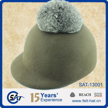 waterproof baseball cap with big pompon, quality pure wool felt hat