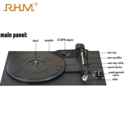 RHM Retro Vinyl Record Turntable Player with Speaker