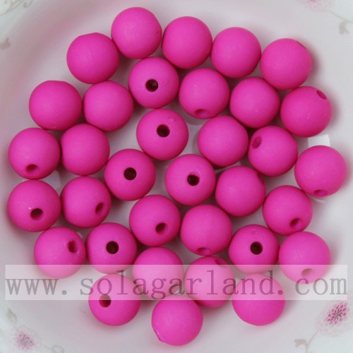 Perles acryliques rondes givrées de couleurs unies pour la décoration