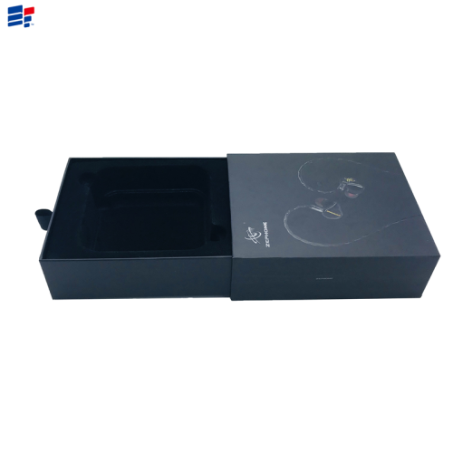 Simple black earphone drawer gift box
