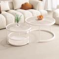 Internet celebrity light luxury cream style modern small round table small apartment new Changhong glass coffee table