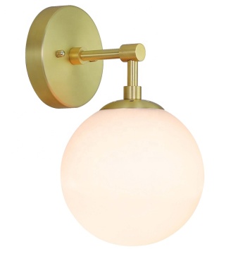 Vintage Brass Bathroom Vanity Light with Globe Glass Wall Sconce