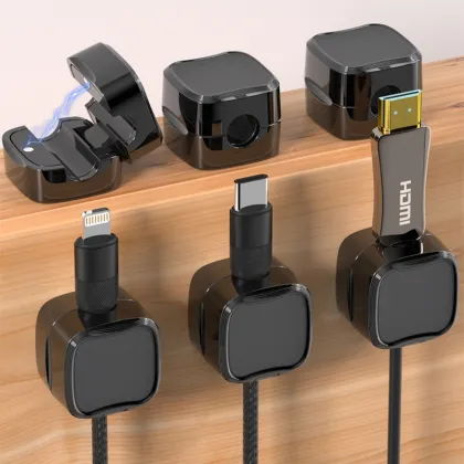 Magnetic Cable Clips for Desk Cable Management and Phone Charging