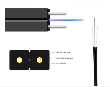Indoor FTTH Drop Cable 1-4 Cores G657A2/G657A1/G652D Fiber Optical Cable