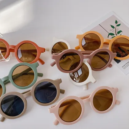 2024 Kids Retro Round Sunglasses - UV400 Frosted Baby Fashion Glasses for Children