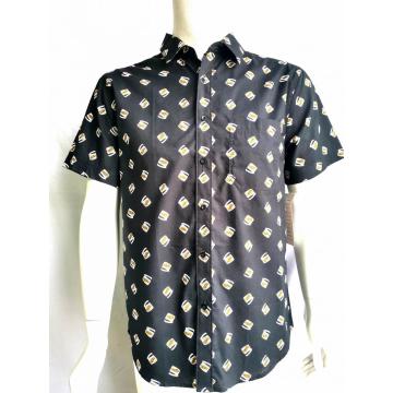 Men Causal Cotton LOGO Print Short Sleeve Shirt