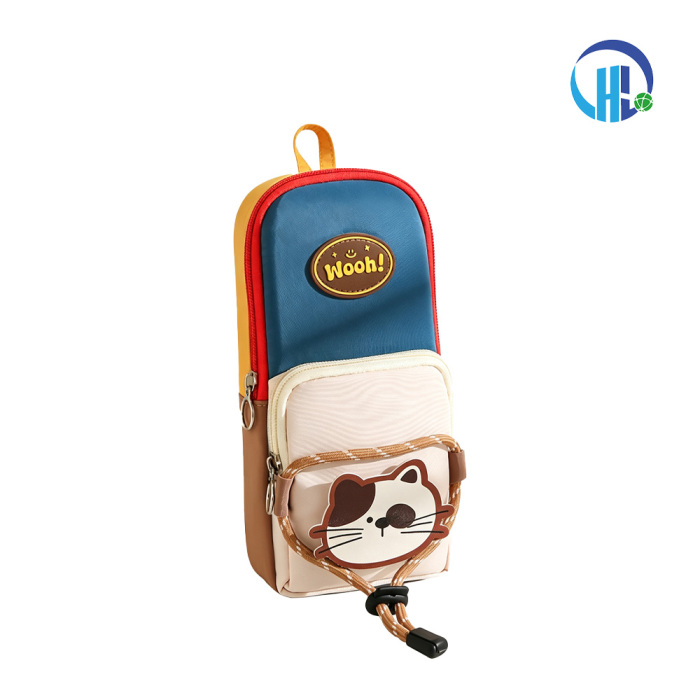 Kotak pensil blok warna ransel kecil retro