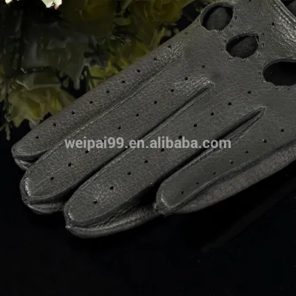 Top quality women black breathable driving gloves deerskin leather gloves