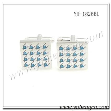 YH-1826BL Elegant Fashion Mens Square Blue Enamel Swallow Gird Cufflinks