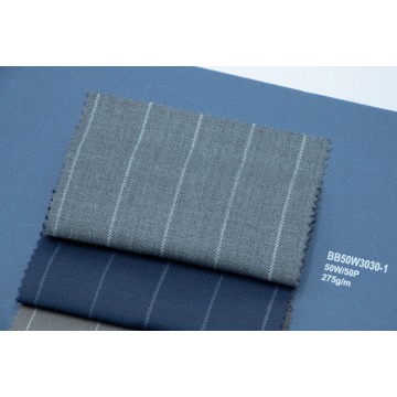 Grey Pinstripe 50% Wool Fabric