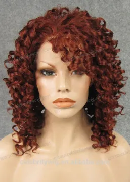 Medium reddish auburn bright color hair lace front wig hatsune miku synthetic cosplay wig