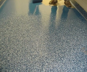 Epoxy colored sand floor for workshops