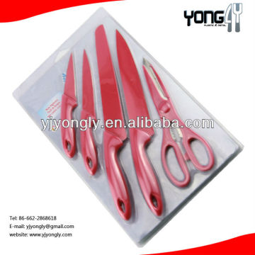 5pcs non-stick knife set with cutting board