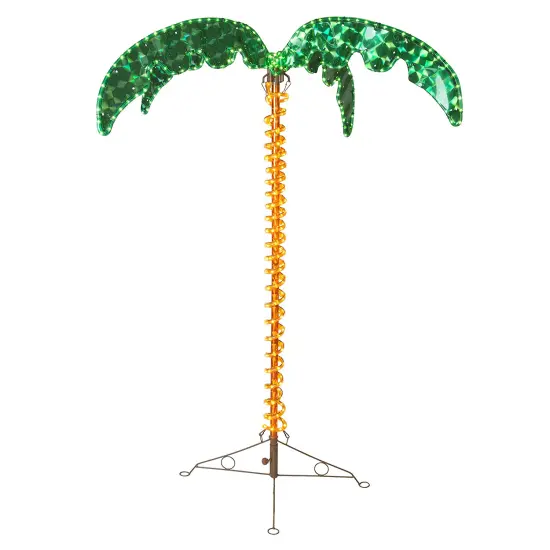 Deluxe Tropical LED Rope Light Palm Tree with Lighted Holographic Trunk and Fronds, 4.5 ft