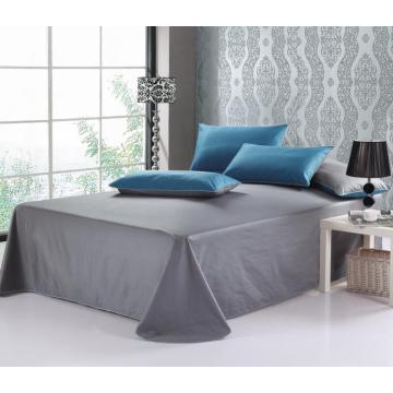 Plain Color Double Set Fitted Sheet Blue Gray